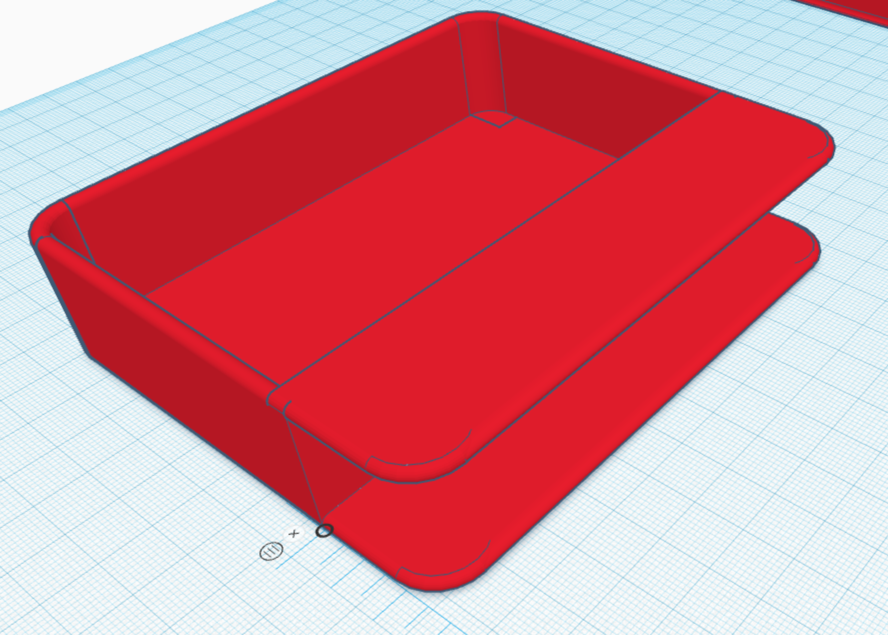 a 3d rendered version of the same dice tray. the actual rounded corners are a bit easier to see.